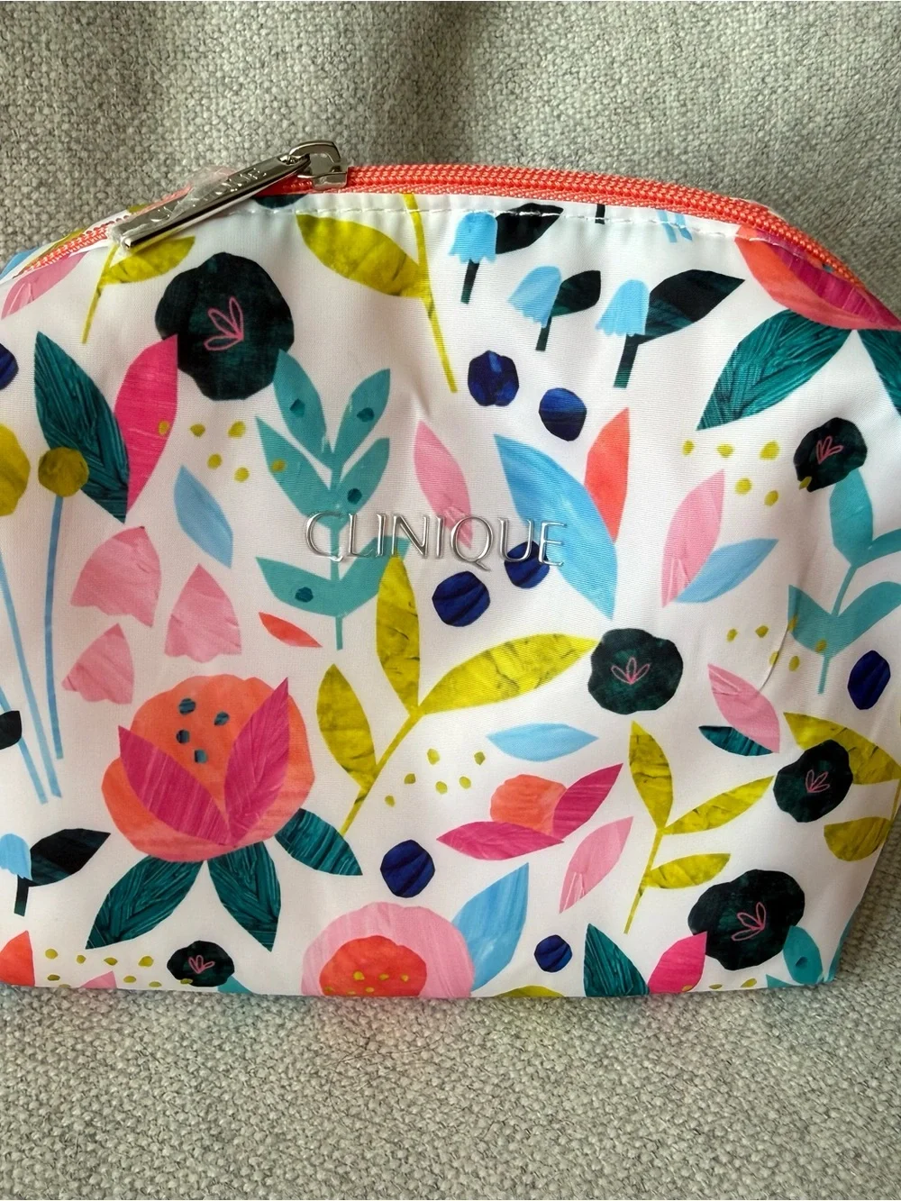 NEW Clinique Makeup Bag Travel Case Pink Floral Toiletry Cosmetic Pouch